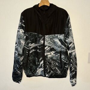 Brave Soul MJK Jacket Mens Size L Black Grey White Full Zip Pockets Hooded Lined